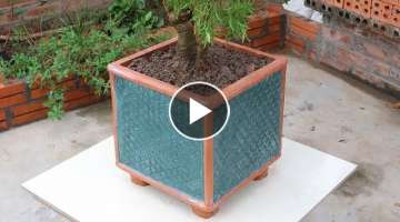 How to make a unique flower pot, easy from the plastic net